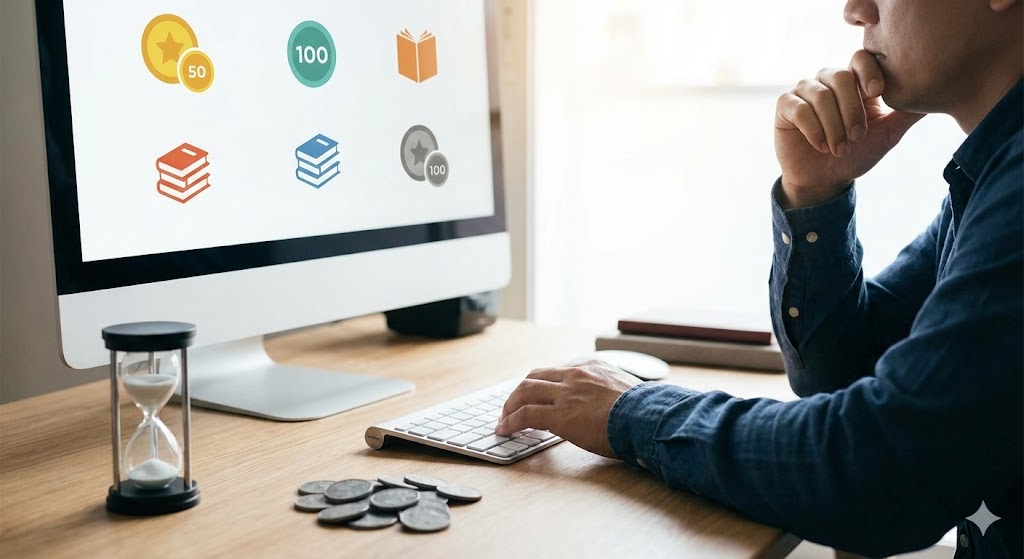 コミックシーモアのキャンペーンを活用したお得なポイント獲得イメージ。初月特典や還元イベント中に登録する裏技で、大量のポイントを実質無料で手に入れる様子。