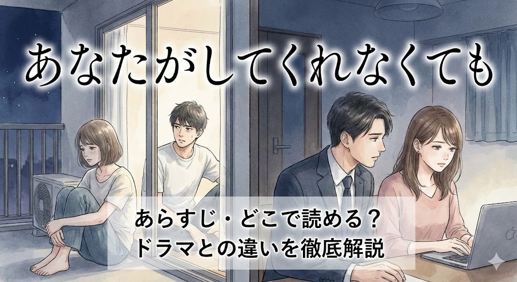 あなたがしてくれなくても全巻あらすじやドラマ版との違い、どこで読めるかを解説。二組の夫婦の孤独を描くマンガ風イラスト。