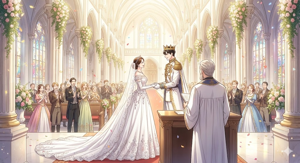 彼女が公爵邸に行った理由の結末ネタバレとあらすじを網羅。レリアナとノアの愛の結末を、作品の世界観に合わせた豪華な画風で表現した画像。