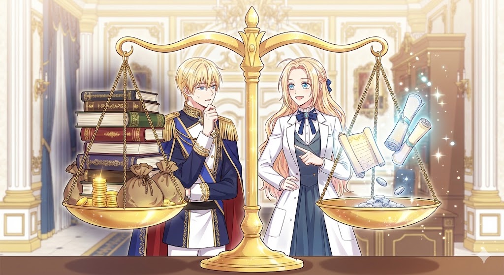 漫画外科医エリーゼをどこで読めるか比較。現代の外科医と異世界の令嬢姿が描かれた、Renta!でのレンタルをお得に活用するための解説画像。