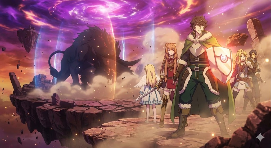 『盾の勇者の成り上がり』の尚文とラフタリア。「あらすじと『その後』の真実!どこで読める?」のテキストが入ったアイキャッチ画像。